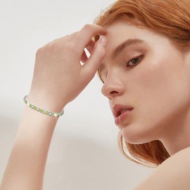 Suyi Tennis Bracelet Birthstone Cubic Zirconia Bracelet Silver Silder Bracelet Birthday Jewellery August Birthstone Bracelet