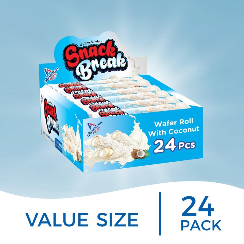 Snack Break Coconut Rolled Wafers - 24 Individually Wrapped Wafer