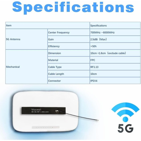 Maswell Internal Cellular Antenna 5G Helium Antenna IPEX Lora 700MHz