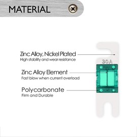 Greluma Pack of 6 30A Mini ANL Fuses for Automobile Marine Audio Video System Electronic Fuse