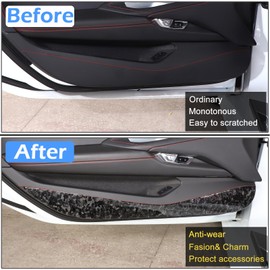 Soft 3D Real Carbon Fiber Car Interior Door Panel Trim Anti Kick Kit Compatible with Corvette C8 Stingray Z06 Z51 2020 2021 2022 2023 Interior Decoration Accessories (Forged Texture)