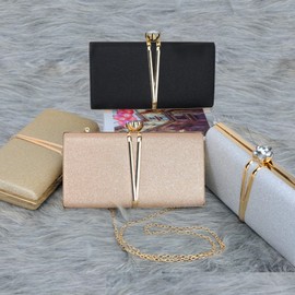 Farcauo Clutch Women's Evening Bag Women's Small Shoulder Bag with Removable Chain Crossbody Bag Glitter Evening Bag, #A Black Handbag