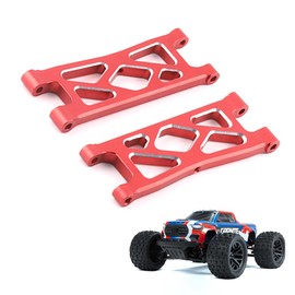 RC Rear Lower Suspension Arms Aluminum Alloy Upgrade Parts for Arrma 1/18 Granite Grom Mega 380 Brushed 4X4 Monster Truck & Typhon Grom Mega 380 Brushed 4X4 Small Scale Buggy, Red (2PCS)