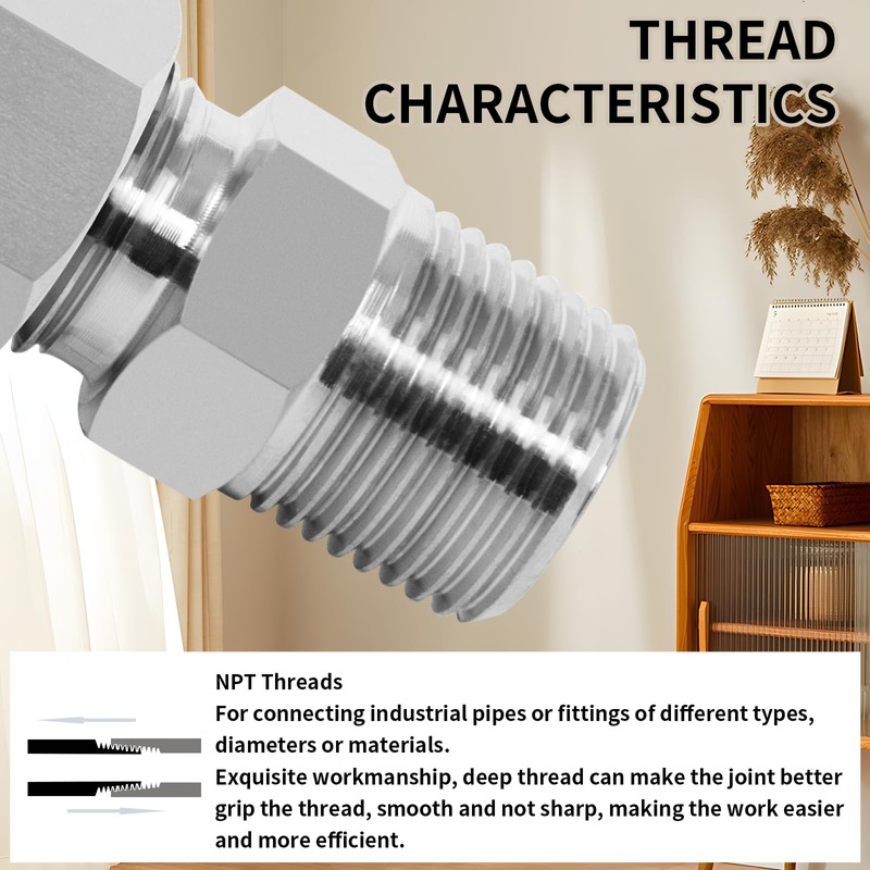 ChillWaves 304 Stainless Steel Compression Tube Fitting, 3/8" OD x