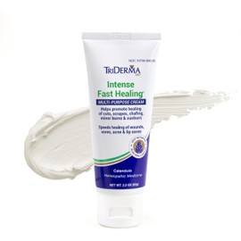TriDerma Intense Fast Skin Healing Cream for Hard-to-Heal Skin Irritations, Sores, Rashes, Dry, Cracked Hands, Cuts, Chafing, Burns, Scrapes - First Aid Kit Essential - FSA Eligible - 2.2 oz Tube