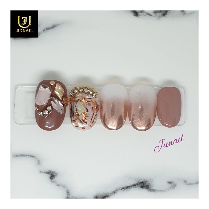 ✨Rose mother-of-pearl handmade nail tips✨ - Long round / ✨로즈자개