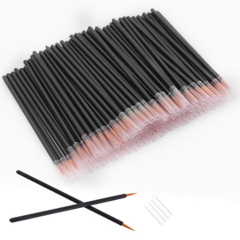 Paquete de 100 Pincel Delineador de Ojos Desechable, Ultra-Fine Point Eye Liner Aplicador Cosmetic Eye Waves Maquillaje Brochas Herramientas (Color: Negro)