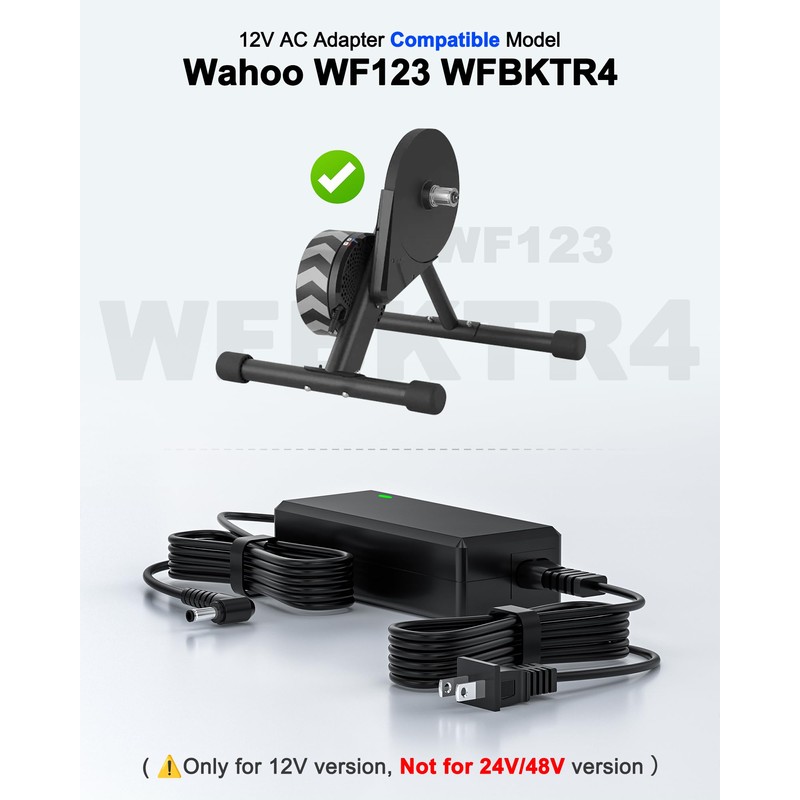 FGIEU 12V Power Cord for Wahoo WFBKTR4 WF123 Kickr Core
