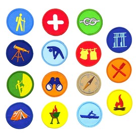 15PCS Outdoor Camping Hiking Style Patch Adventure Embroidered Patch Sew On Iron On Patch Applique Clothes Dress Plant Hat Jeans Sewing Scouting Patch Applique DIY Accessory