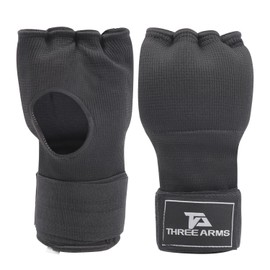 THREE ARMS Boxing New Quick Vantage (XL / Black / Hand Circumference Size 9.4 - 9.8 inches (24 - 25 cm)) Gel Absorbs Shock and Easy On and Off (Kickboxing/Martial Arts etc.), Vantage Supporter Gloves,
