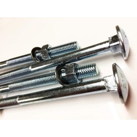 M12 x 200 Coach Bolts Carriage Bolts Cup Square Bolts BZP 4.8 Complete with Full Nuts & Form A Washers DIN 603 Pack of 4