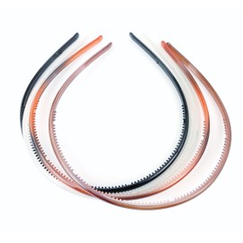 Brown Black Clear Frosted 4 set headband pack plastic thin skinny narrow grip teeth headband set