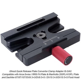 iShoot Quick Release Plate Converter Clamp Adapter Compatible with Arca-Swiss Fit Plate & Manfrotto 200PL/410PL Plate, Compatible with Sachtler 6T/8T/10T/DV8 3+3/DV8 5+5 / DV10 3+3/DV10 5+5 Fluid Head