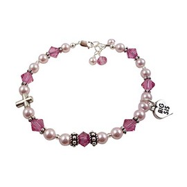 Big Sister Cross Bracelet with Custom Crystal Pearl Colors