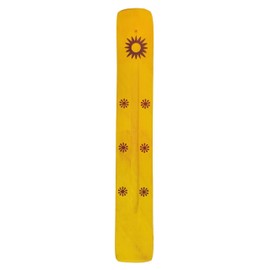 Hosley Wooden Incense Burner in Yellow 10 Inches Long Natural Wood with Yellow Finish Ideal Gift for Wedding, Aromatherapy, Zen, Spa, Reiki, Meditation
