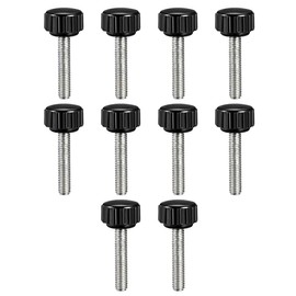 sourcing map M5 x 25mm Metric Male Thread Knurled Clamping Knobs Grip Thumb Screw Hand Clamping Handle Bolt with 15mm Plastic Knobs Black 10 Pcs