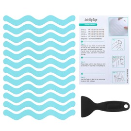PATIKIL Badewanne Anti-Rutsch Aufkleber 18x1,3 cm, 12er Pack S-Form Sicherheits Dusche Grund Anti-Rutsch Aufkleber mit Klebepunkten Schaber für Badewanne Dusche Grund Treppe, Blau