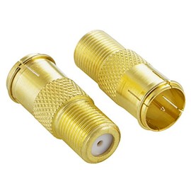 POPPSTAR 2 x SAT F-Quick Connector (Coax Quick Connector: F Female to F-Male) Coupling for Coaxial Cable Antenna Cable Gold-Plated