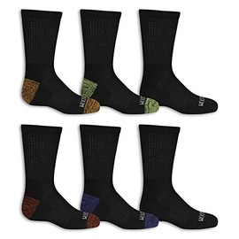 Fruit Of The Loom Big Boys' 10 Pack Crew Socks, Black/Gray/ Blue/ Green/ Orange/Red, Shoe Size: 3-9