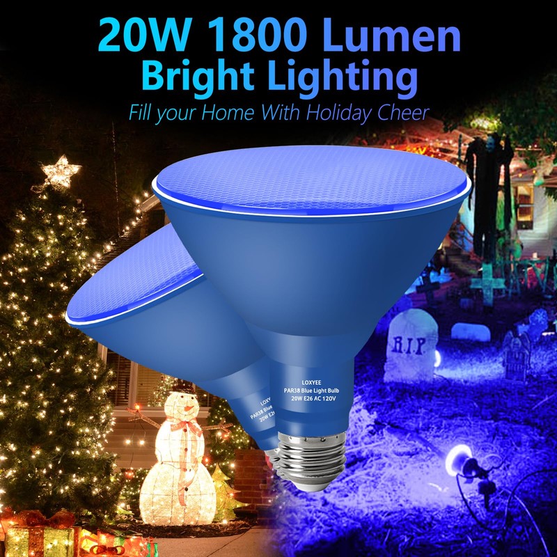 LOXYEE PAR38 Flood Light, 2 Pack - Dimmable, E26 Base