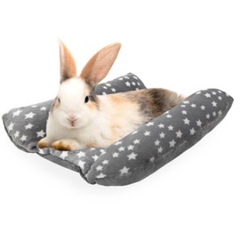 JVVGPET Rabbit Bed, Soft Winter Warm Small Animal Concave Bed Mat for Bunny, Guinea Pig, Chinchilla, Hamster,Hedgehog, Kitten, Washable Cute Pet Cage Resting Mat House Accessories Sleeping Indoor