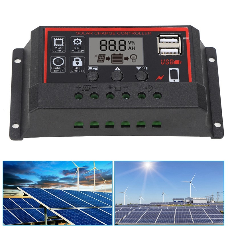 LCD Solar Charge Controller 5V /2.5A Dual USB PWM Cell