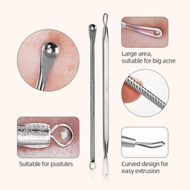 Atomus Blackhead Remover Tool Kit, 8 Pieces Professional Pimple Extractor Tool Comedone Acne Treatment Nose Face Skin Blemish Whitehead Popper Remover Tool Set with Metal Case