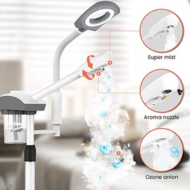 TASALON - Herramientas profesionales de vapor facial para esteticista, cuidado de la piel y limpieza profunda, máquina facial 2 en 1 con brazo plegabl
