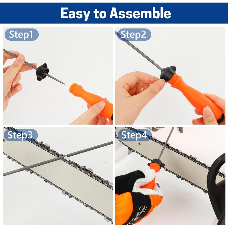 Chainsaw Sharpening File Set - 6 pcs Round Files for
