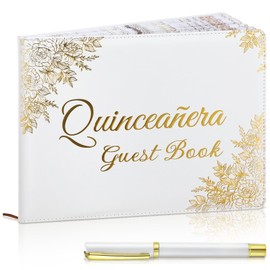 MotiMind Quinceañera Guest Book with Pen 11 x 8 Inch Libro De Firmas 15 Años Quinceanera Leather Hardcover Signature Book Quinceanera Decoration Guest Sign in Book for 15th Quinceanera Party Favors