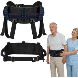 NINEMAX Gait Belt for Seniors, Gait Belt with Handles for Elderly, Medical Nursing Lift Gate Belts for Physical Therapy and Patients Walking Safety with Leg Strap and Quick Release Buckle (Blue)