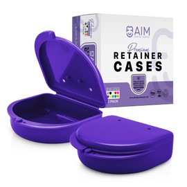2 Pack Retainer Case, Perfect Retainer Holder with Vent Holes, Mouth Guard Case, Aligner Case, Retainer Cases - Purple