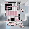 Onalasyc 4Pcs Pink Geometric Shower Curtain with Rugs Set Waterproof