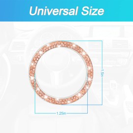 Car Bling Crystal Rhinestone Engine Start Ring Decals, 2 Pack Car Push Start Button Cover/Sticker, Key Ignition Knob Bling Ring, Sparkling Car Interior Accessories for Women (Double Orange)