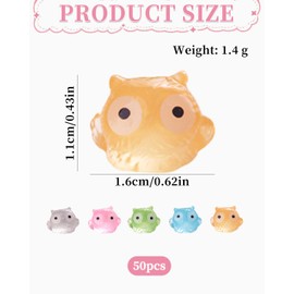 UYRVAPE 50pcs Mini Luminous Owl, Mini Owl Resin, Mini Owl Figures Miniature Owl for Aquarium Dollhouse Miniature Garden Craft Pot Decorations DIY, 5 Colours