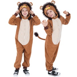 Sincere Party Children's Lion Oneise Costume, Lion Animal Jumpsuit for Unisex Boys and Girls, Animal Theme Party Outfit for Children, S 4-6