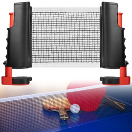 GOMETY Table Tennis Net, Extendable Mobile Table Tennis Net, Portable Ping Pong Replacement Net Table Tennis Net Outdoor & Indoor, Net Table Tennis Table Outdoor for Any Table (Black + Red)