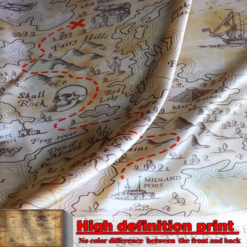 Pirate Treasure Map Background Banner Flag 3X5Ft -Four Brass Grommets