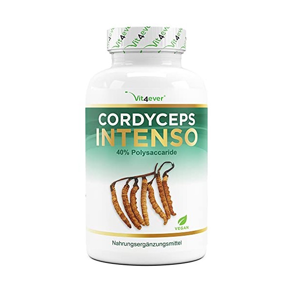Cordyceps Pilz - 180 Kapseln mit 650 mg echtem CS-4 Extrakt - 40% bioaktive Polysaccharide - LaborgeprÃ¼ft - Hochdosiert - Raupenpilz - Vegan
