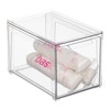 mDesign Plastic Stackable Bathroom Storage with Pull Out Bin Organizer