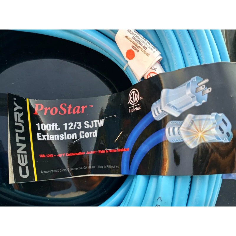 Prostar 100' Dual Lighted 12/3 Extension Cord D11712100bl