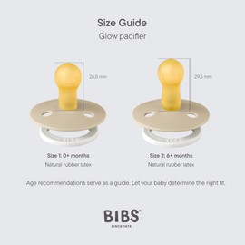 BIBS Colour Glow 2 Pack BPA Free Glow in the Dark Cherry Shape Nipple Natural Rubber/Latex, Made in Denmark, Size 3 (18+ Months), Cloud Glow