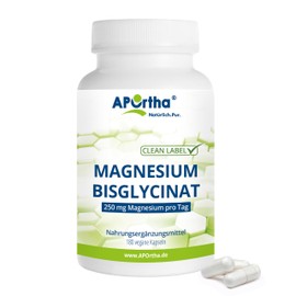 APOrtha APOrtha? Magnesiumbisglycinat 180 Kapseln, 250 mg Magnesium pro Tagesverzehr fr 60 Tage, Magnesium-Bisglycinat bekannt als Magnesiumglycinat, allergenfrei, glutenfrei, lactosefrei, vegan