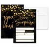 Chuxvon Shhh It's a Surprise Birthday Party Invitations, Black Gold