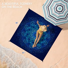 BYDOLL Beach Blanket 78''X81'' Waterproof Sandproof Suits1-4 Adults Oversized Lightweight Large Blanket Picnic Mat for Beach Sand Free Travel Camping Hiking Picnic