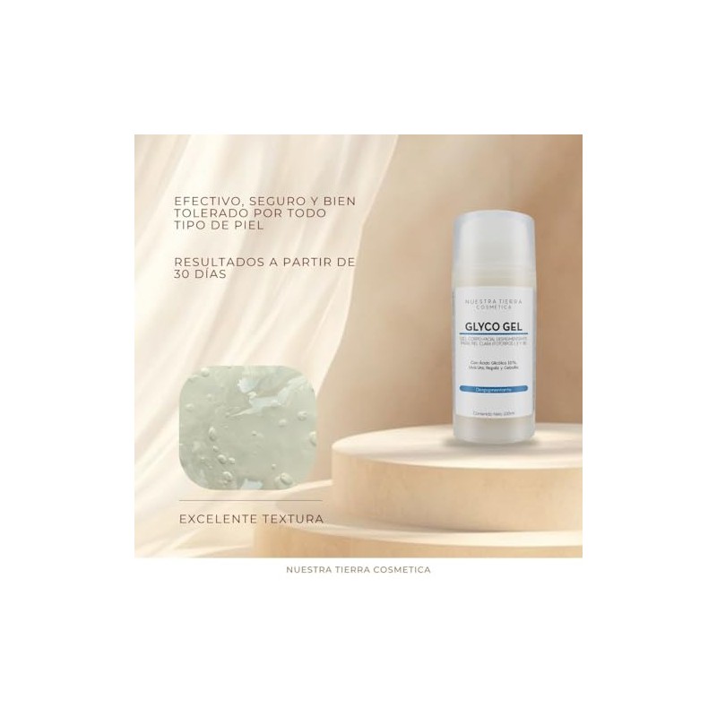 Gel Despigmentante de Ácido Glicólico para Piel Clara. Orgánico. -100ml-
