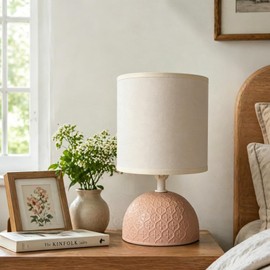Ceramic Table Lamp Lamp for Bedside Table, Fabric Shade, E14, Vintage, Retro, Fun.