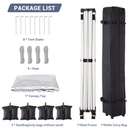 GarveeLife 10 x 10 Pop Up Canopy Tent, Portable Beach Tent with 2 Sidewalls and Vented Roof, Outdoor Instant Canopy Tent with Wheeled Carry Bag and Sandbag for Camping Picnic Party, White