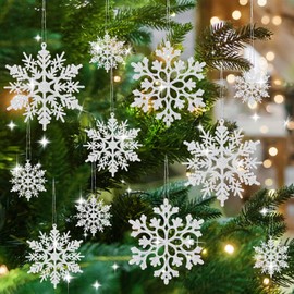 Pack of 36 Glitter Christmas Tree Decorations Snowflakes Snowflakes Pendant Tree Decoration Snowflakes Snowflakes for Hanging Snowflakes Decoration for Christmas Tree Decorations