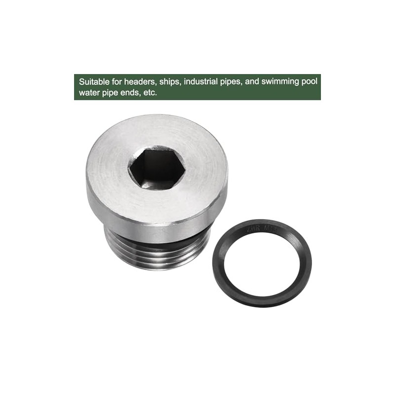 YOKIVE M18 x 1.5 Stainless Steel Pipe Plug, Internal Hex